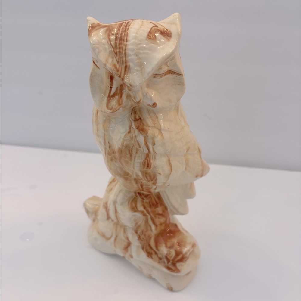 Ceramic Owl Figurine - Cream and Brown